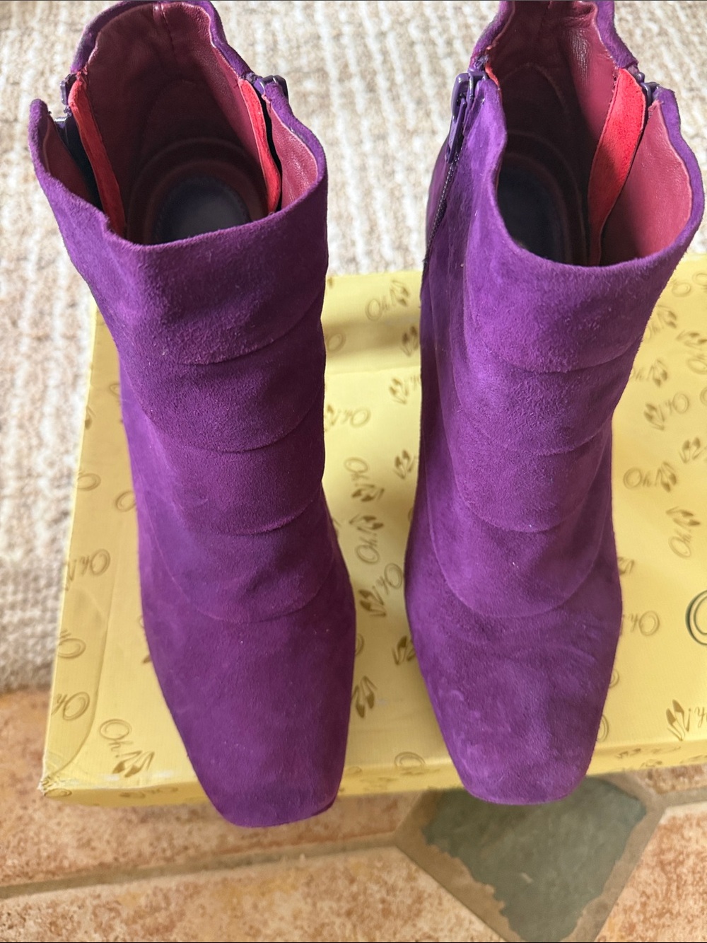 Women's Purple Suede Ankle Booties with Side Zip